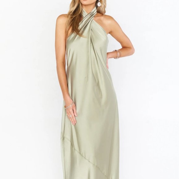 Jasmine Halter Maxi Dress- Moss Green Show Me Your Mumu